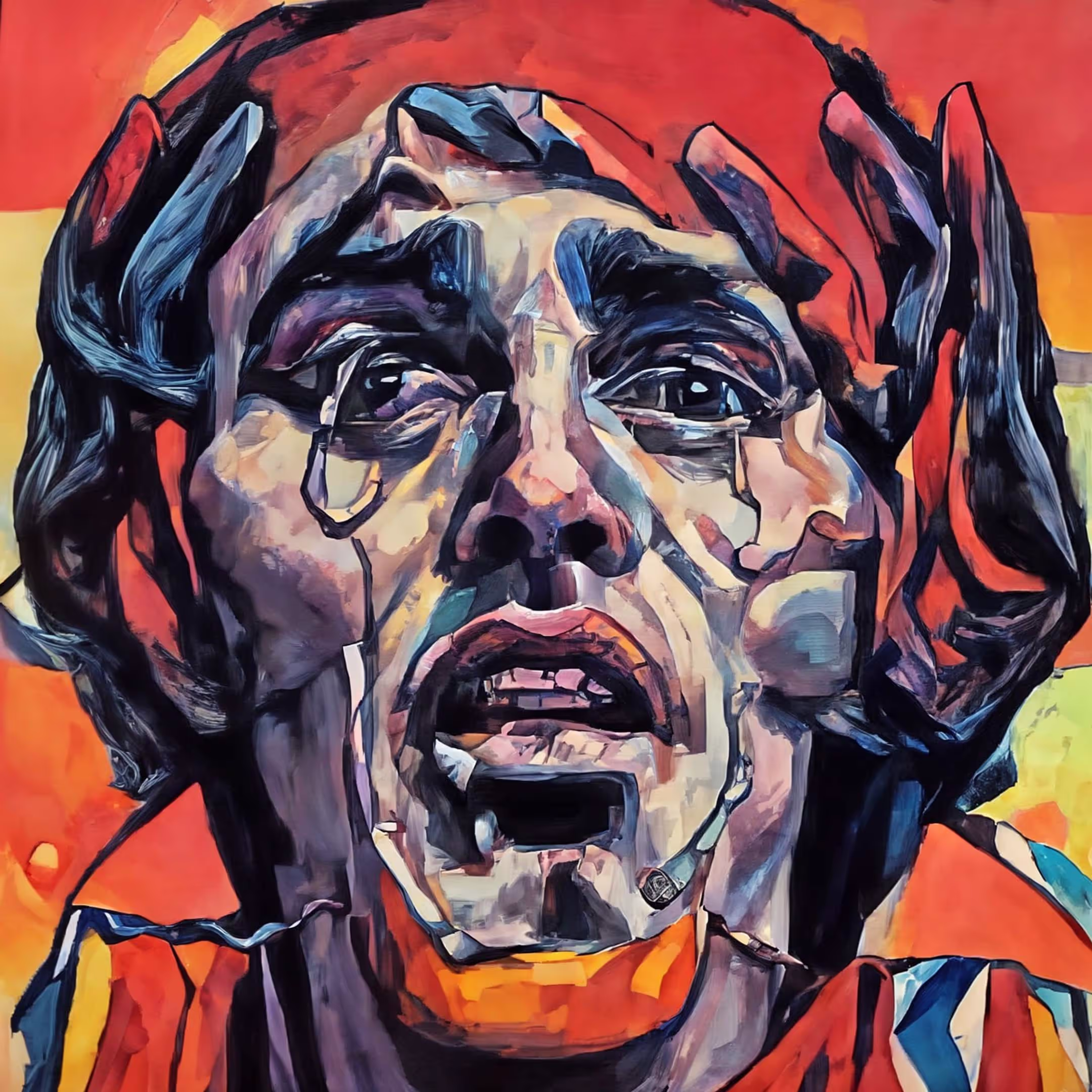 A painting of a man's face
