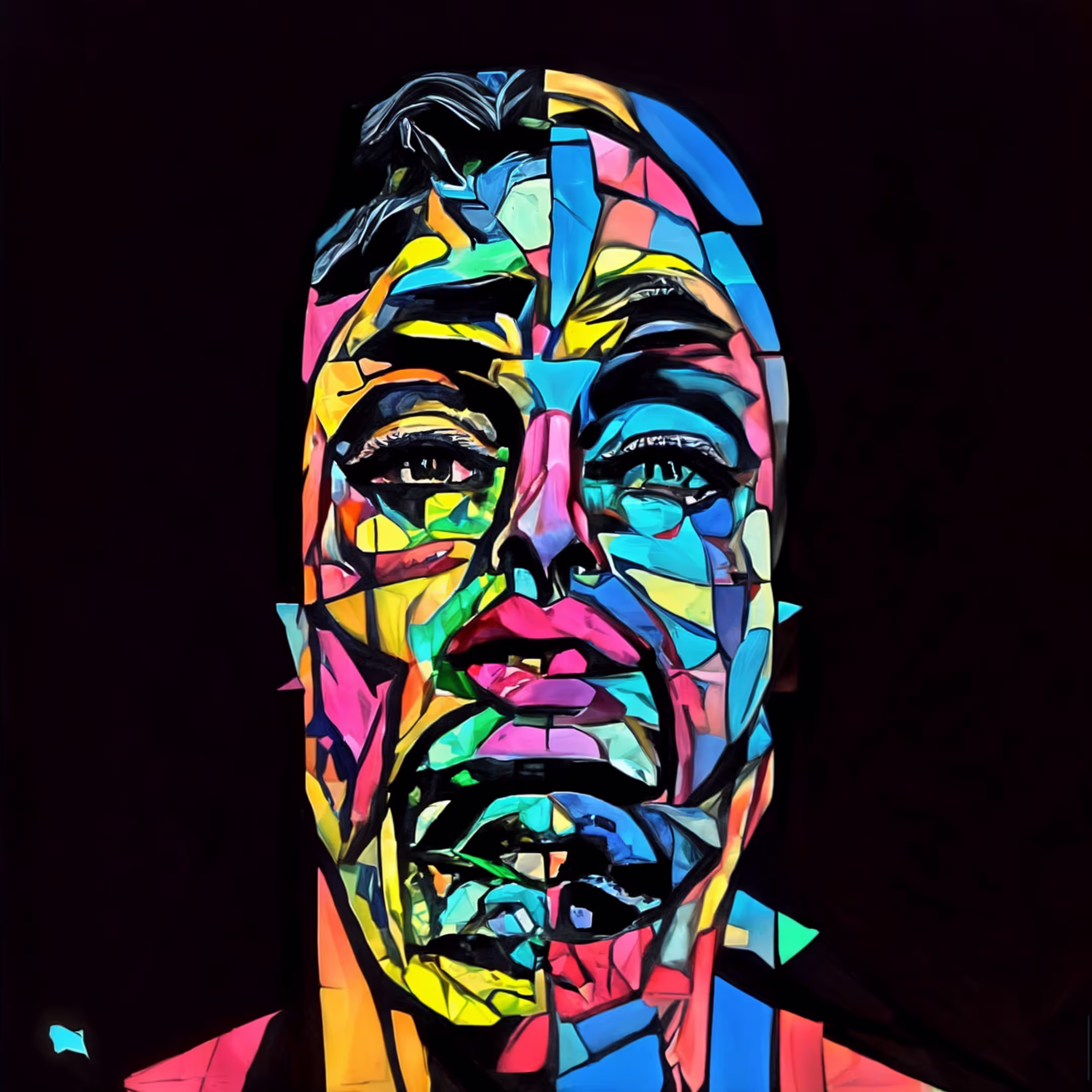 A painting of a man's face