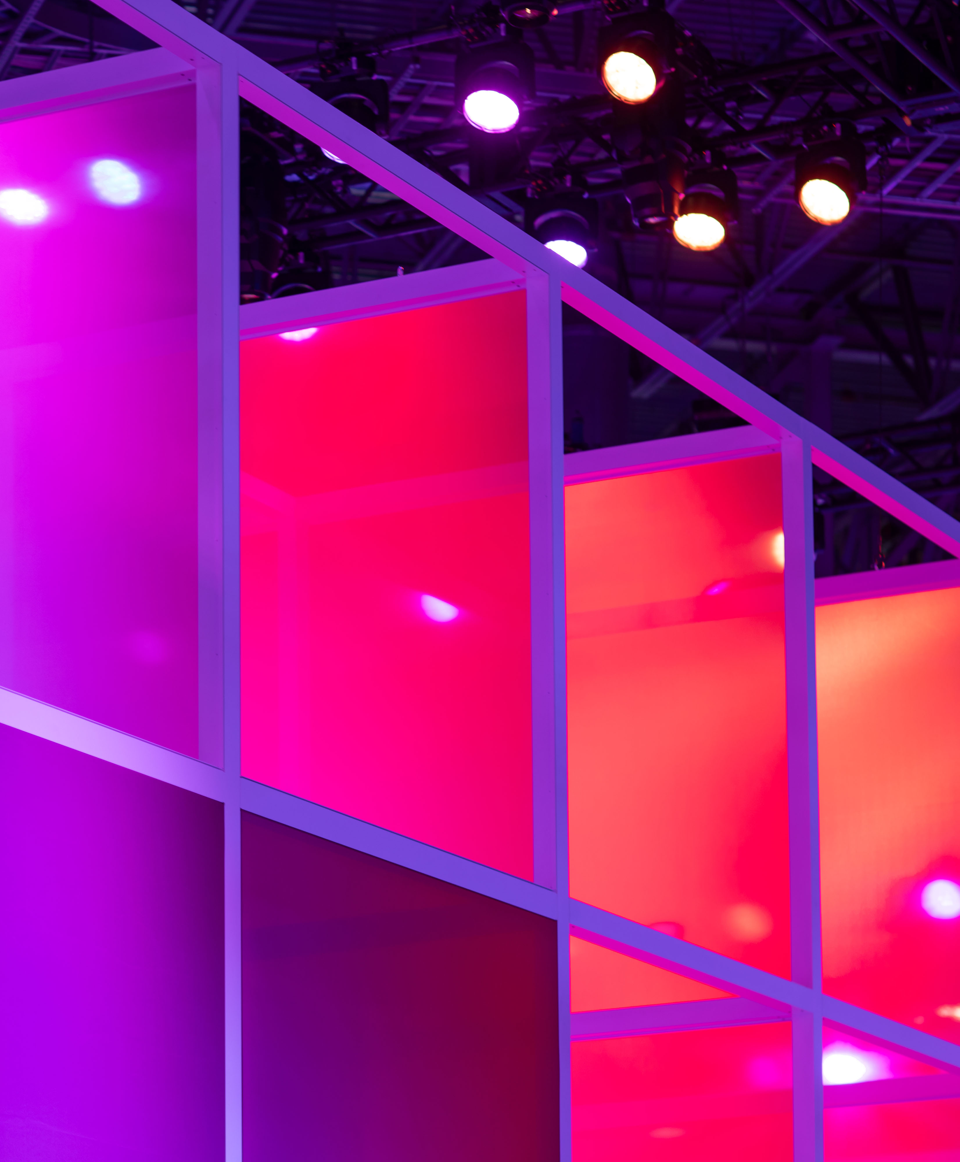 orange and purple gradient on grid structure