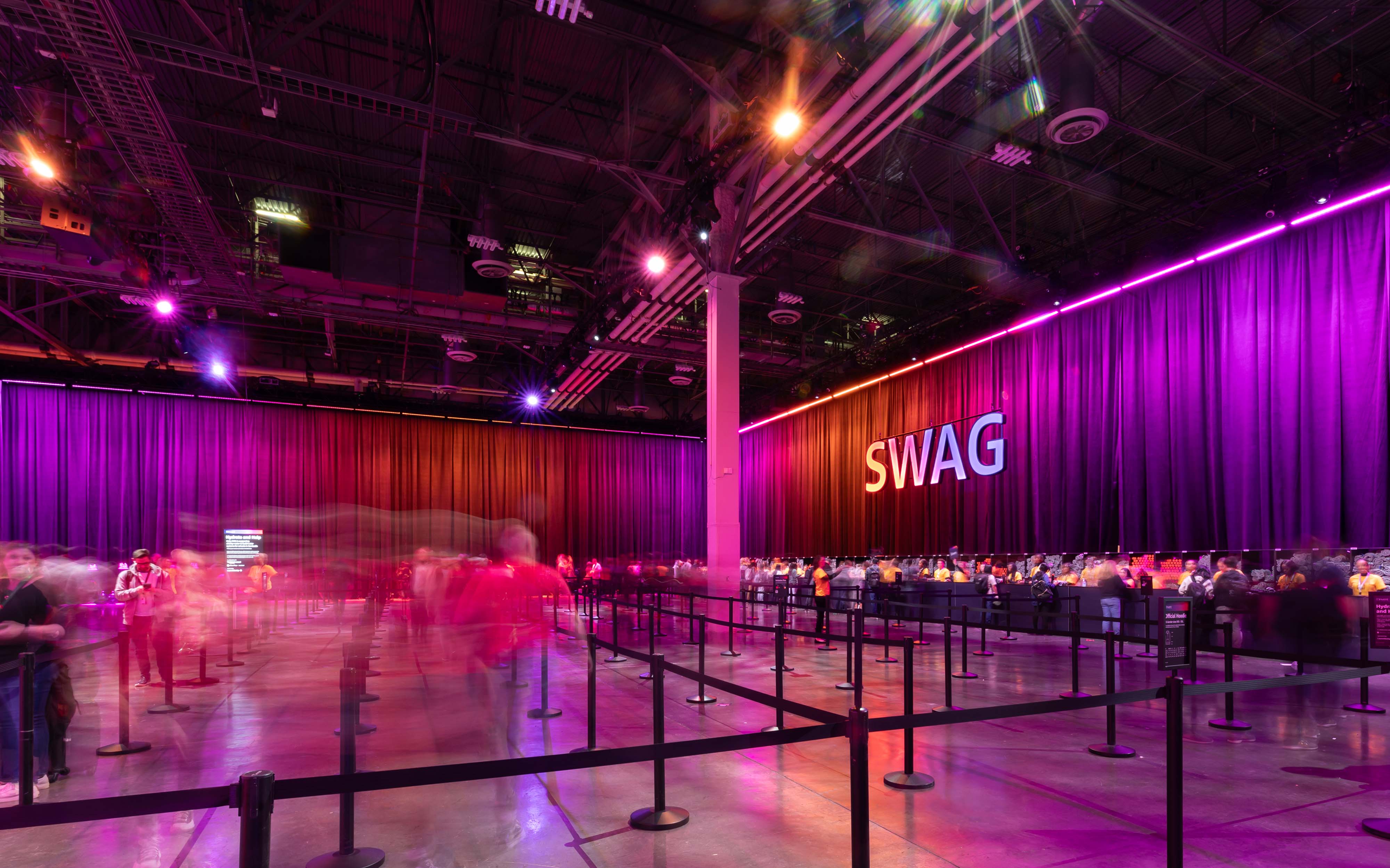 swag station at a conference