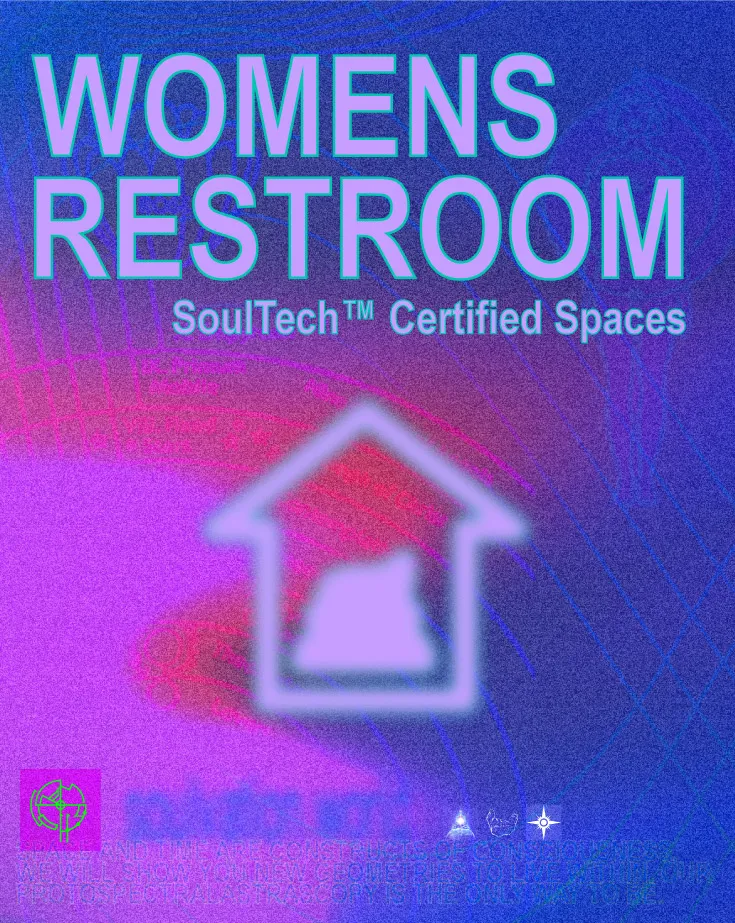Womens restroom SoulTech Certified Spaces signage