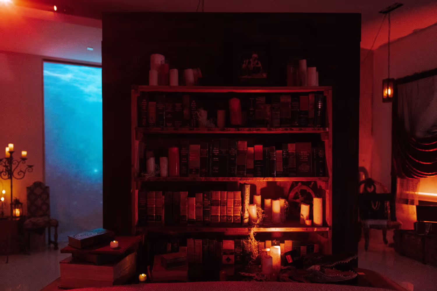 halloween bookshelf