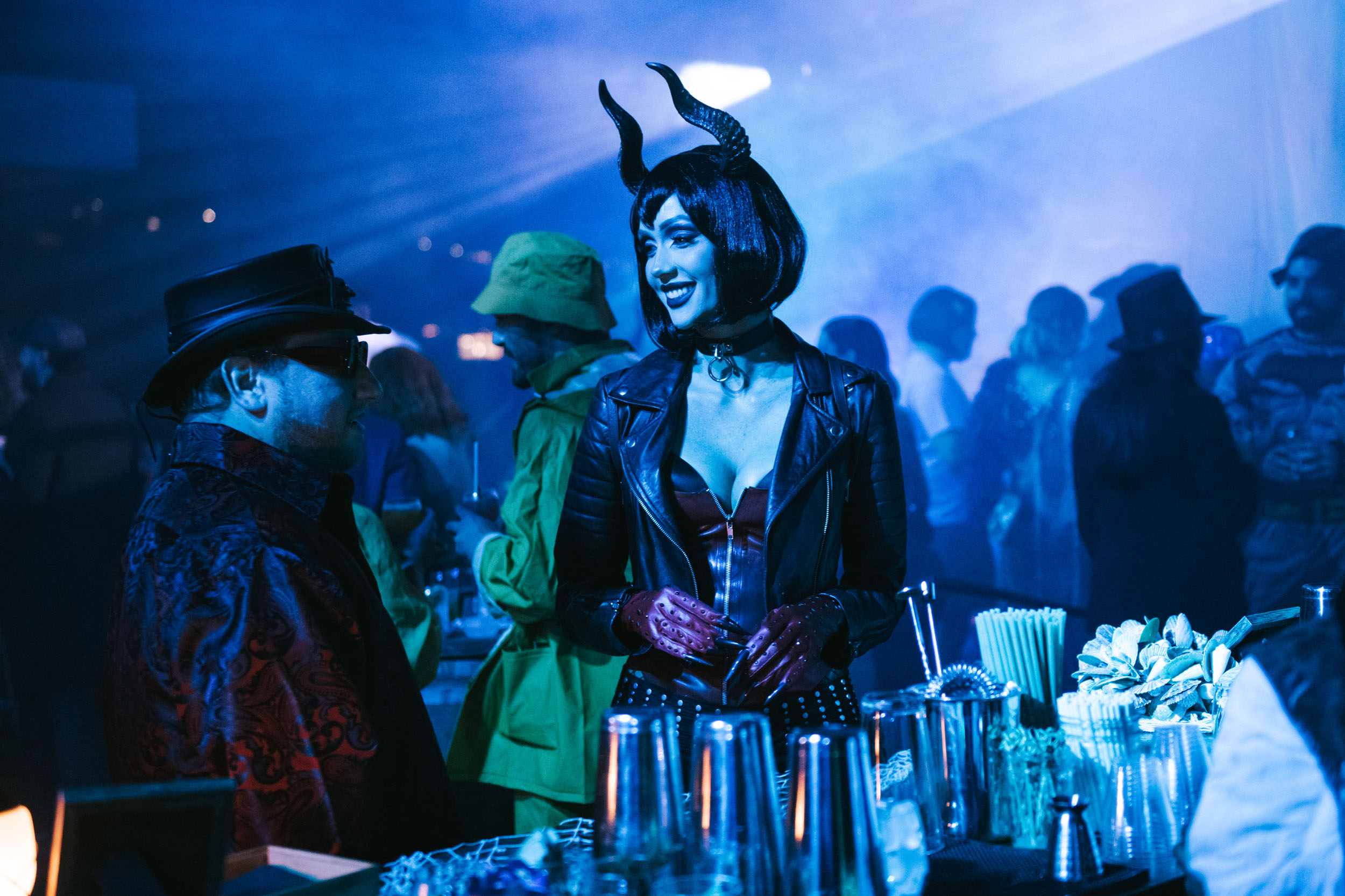 devil horns goth costume