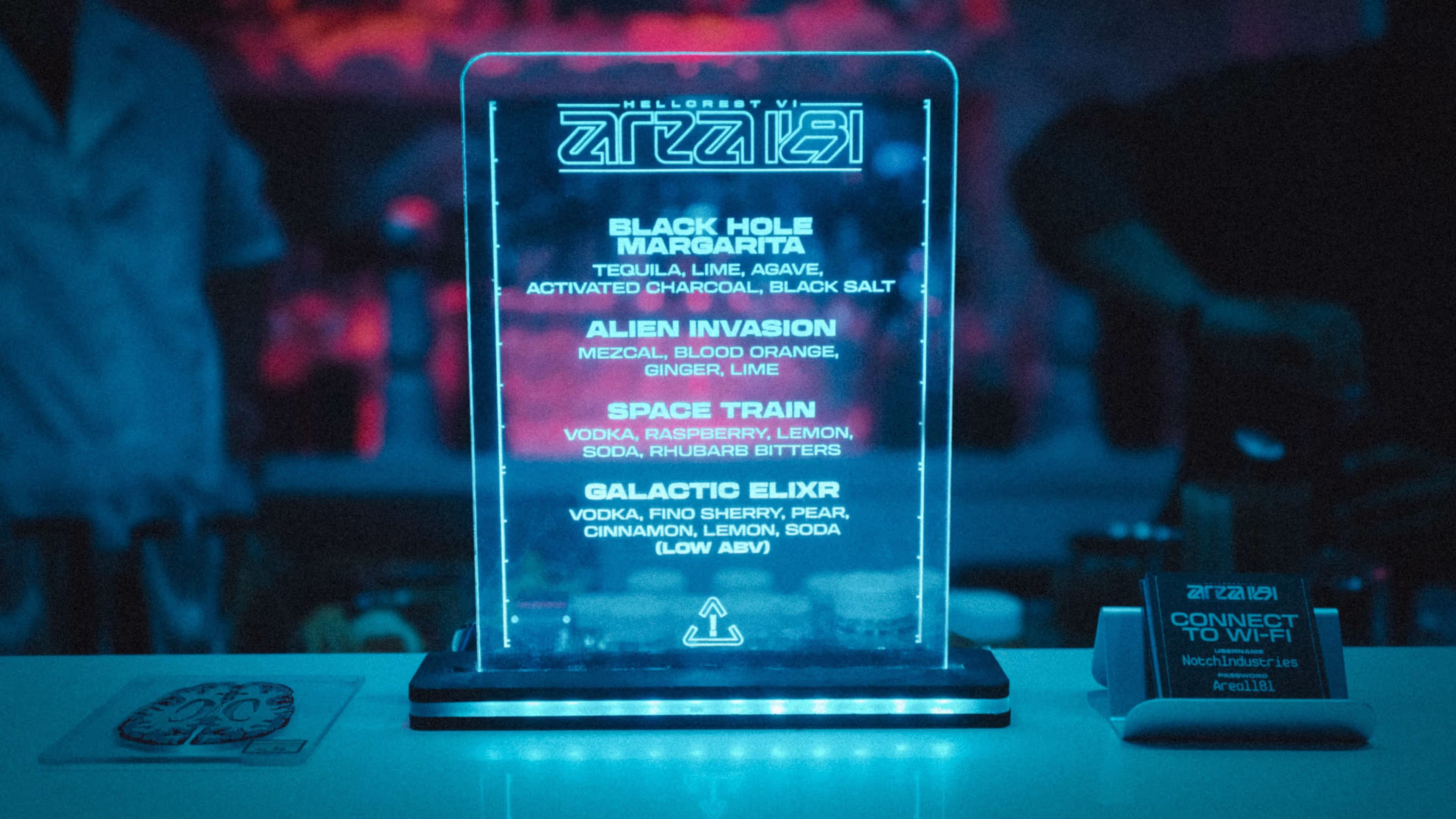 fluorescent halloween drink menu