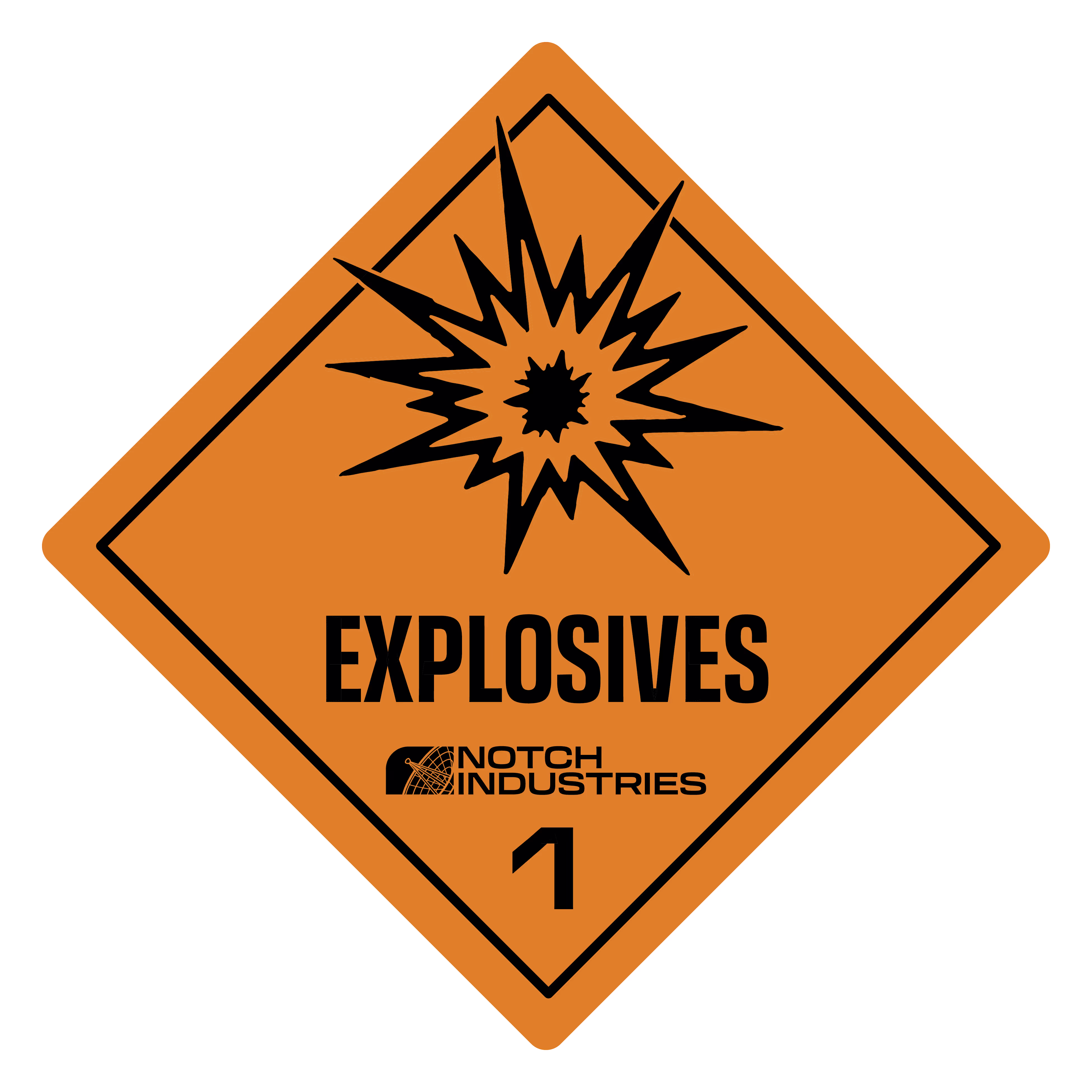 orange explosives chemical warning diamond label