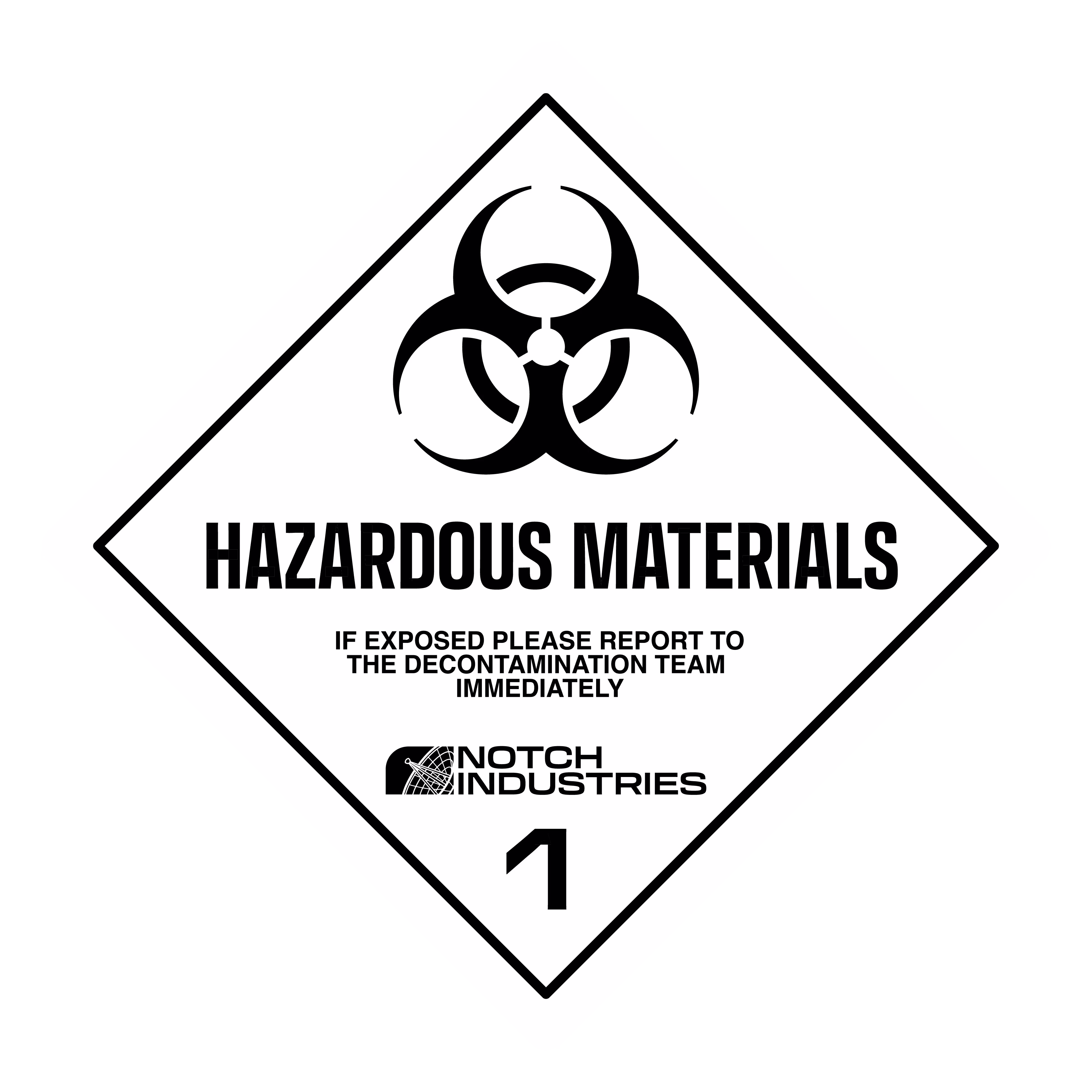 hazardous materials white diamond chemical label