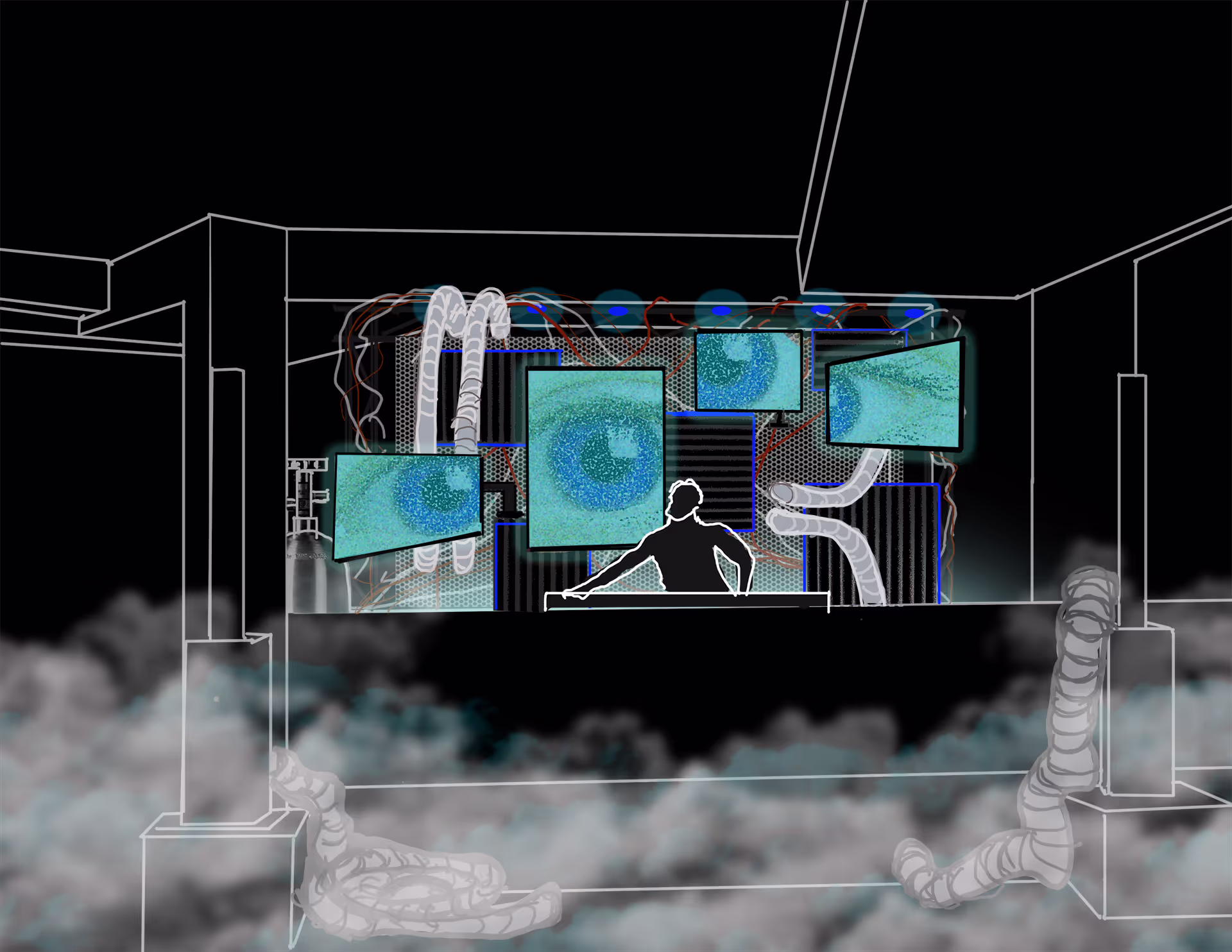 halloween dj booth concept sketch