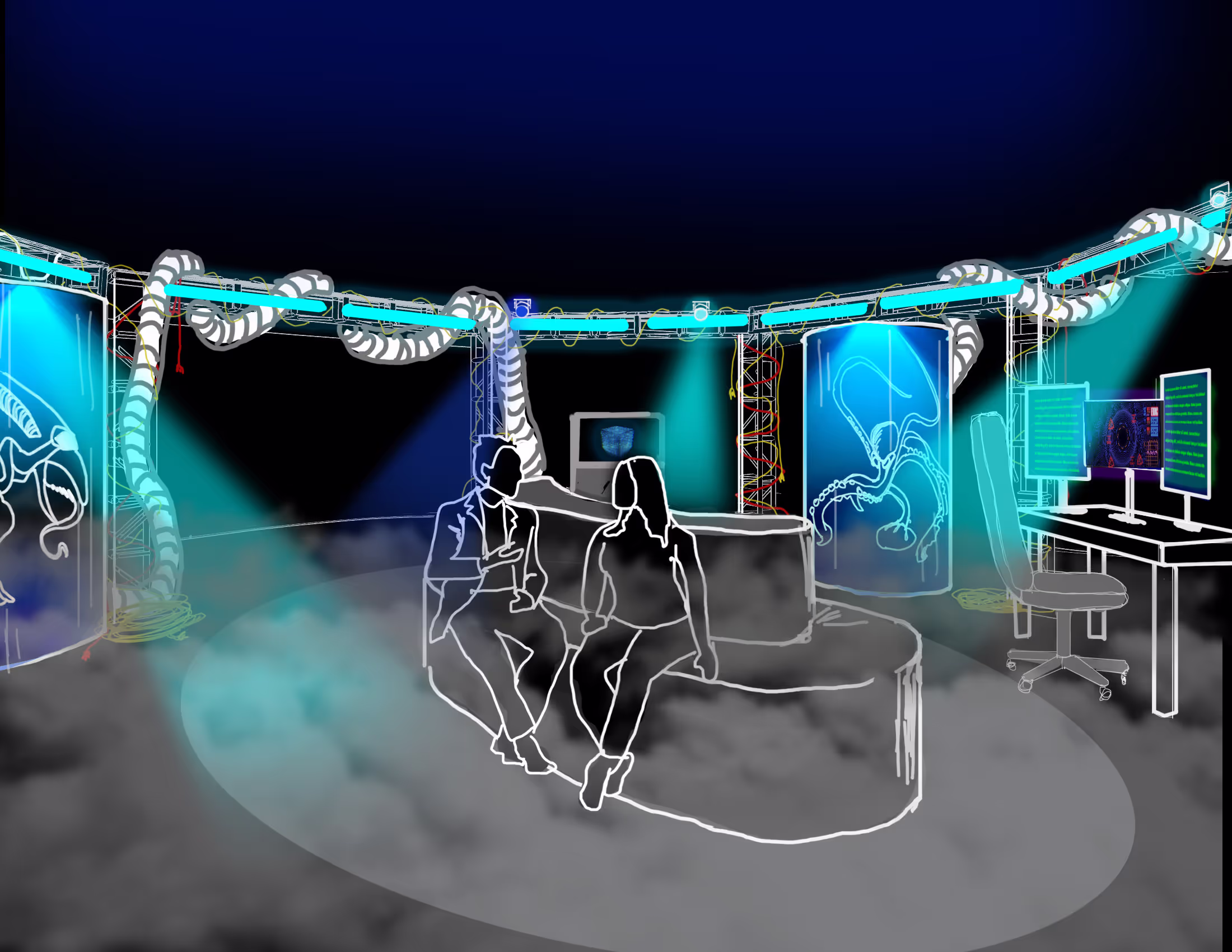 alien party concept sketch