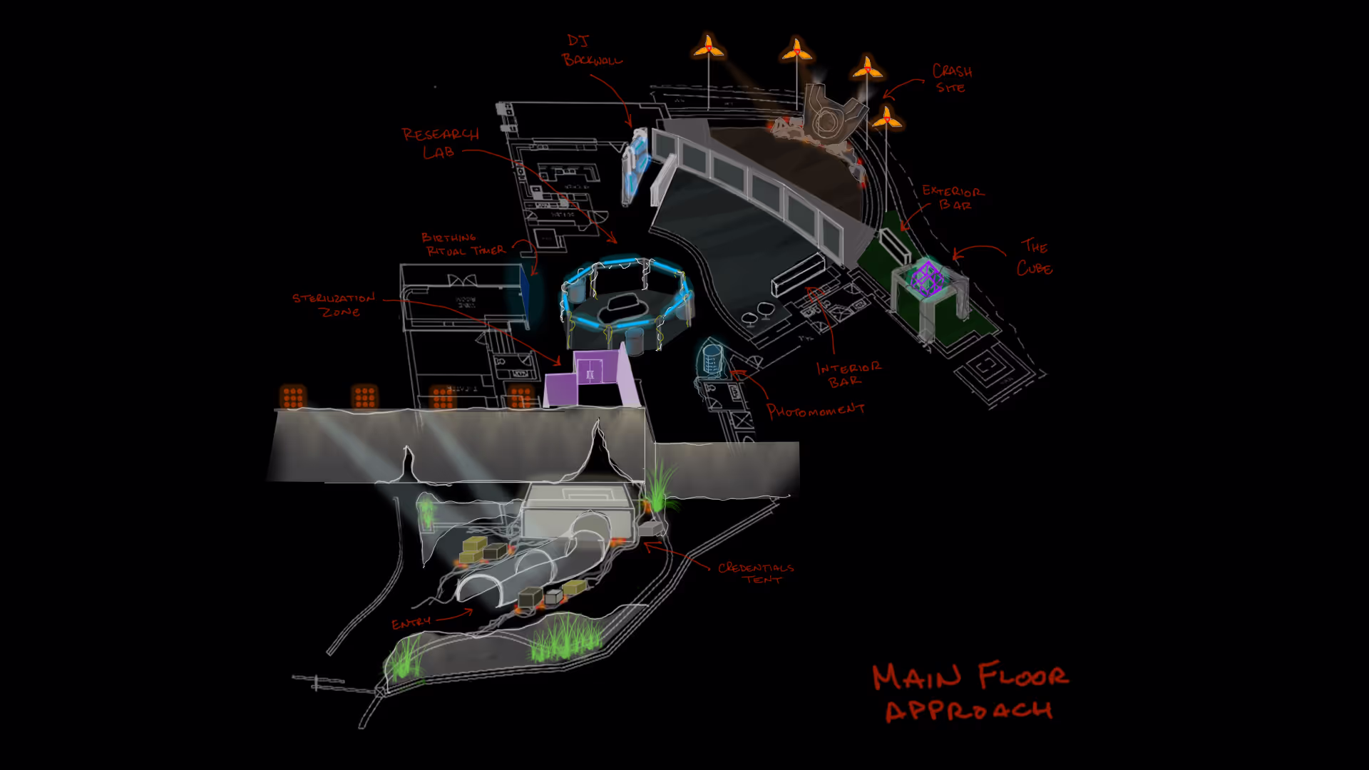 party planning layout and sketch
