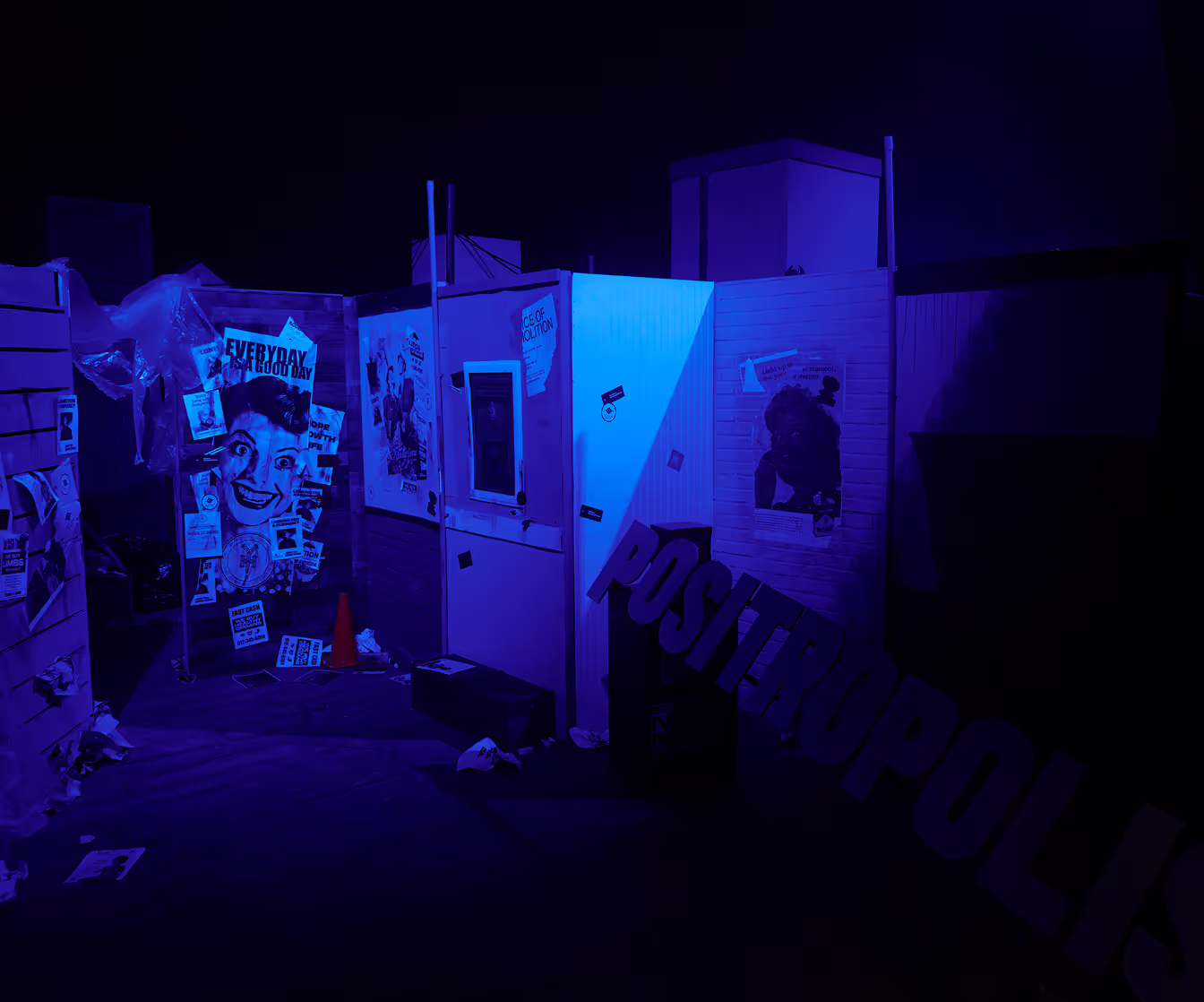 A room that has a bunch of graffiti on the walls.