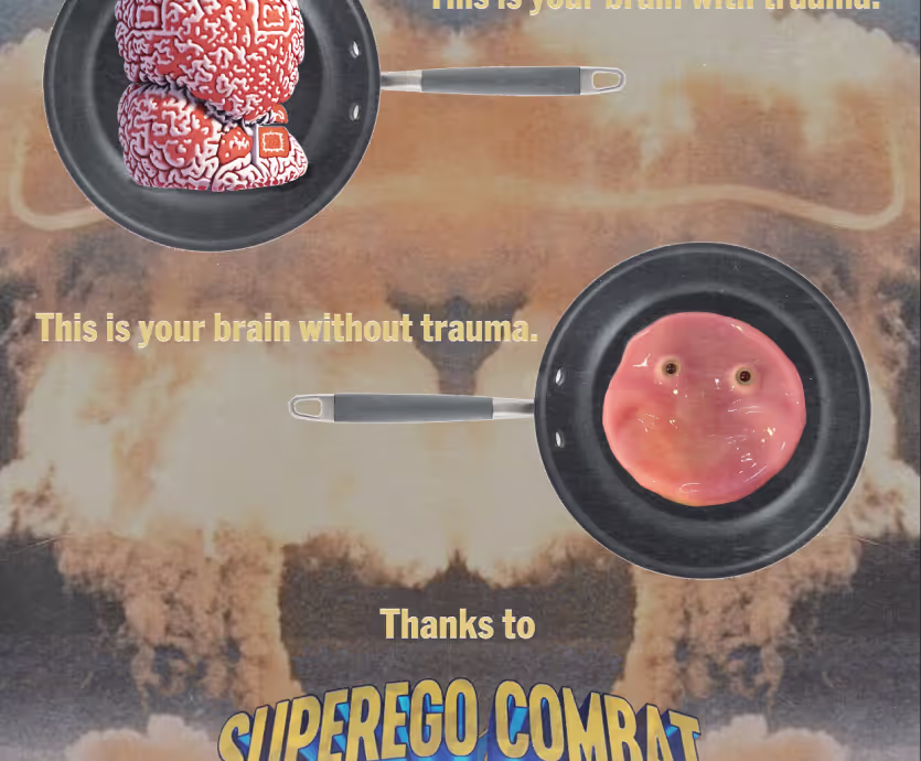 A picture of a brain in a frying pan.