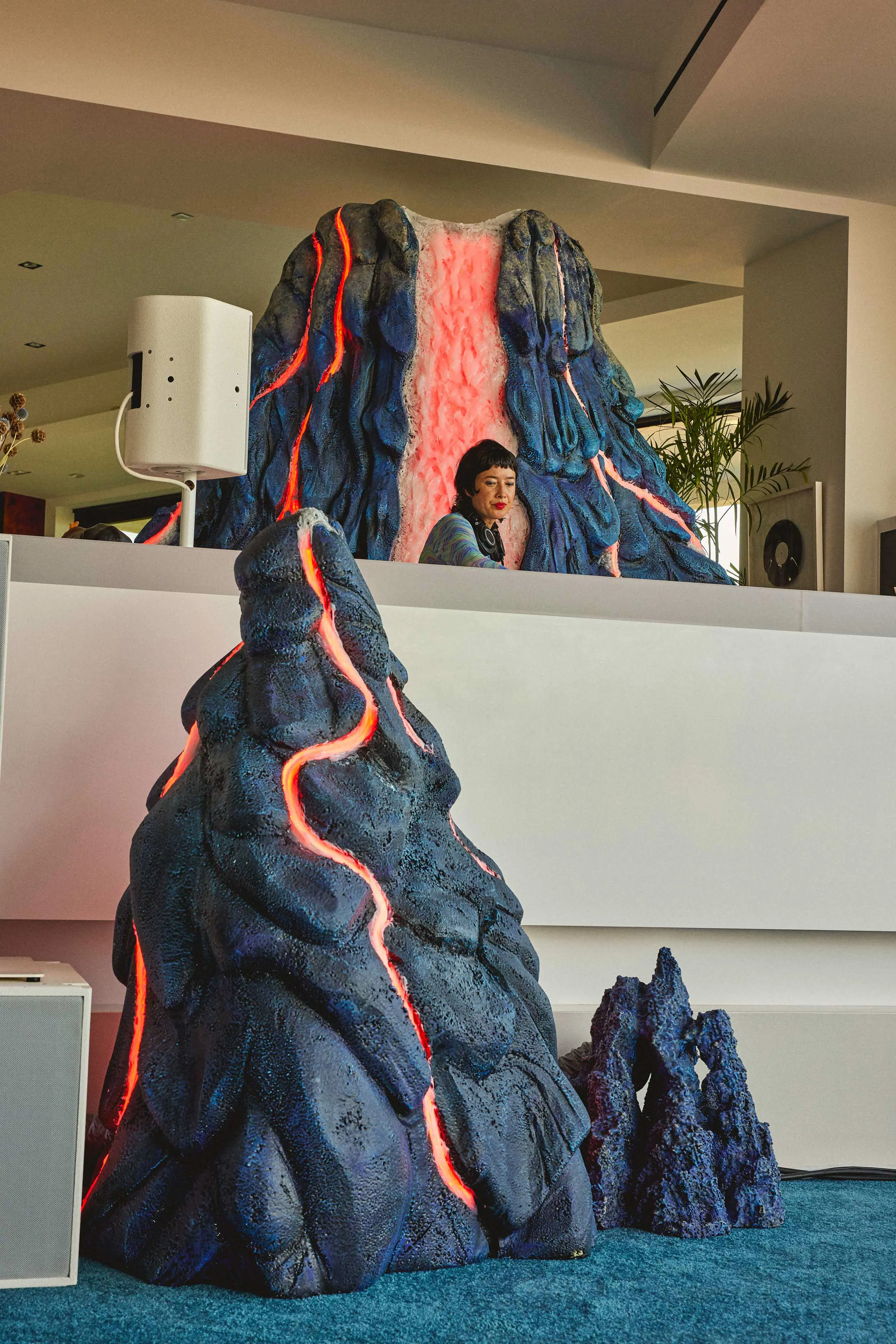tall fabricated plaster volcano