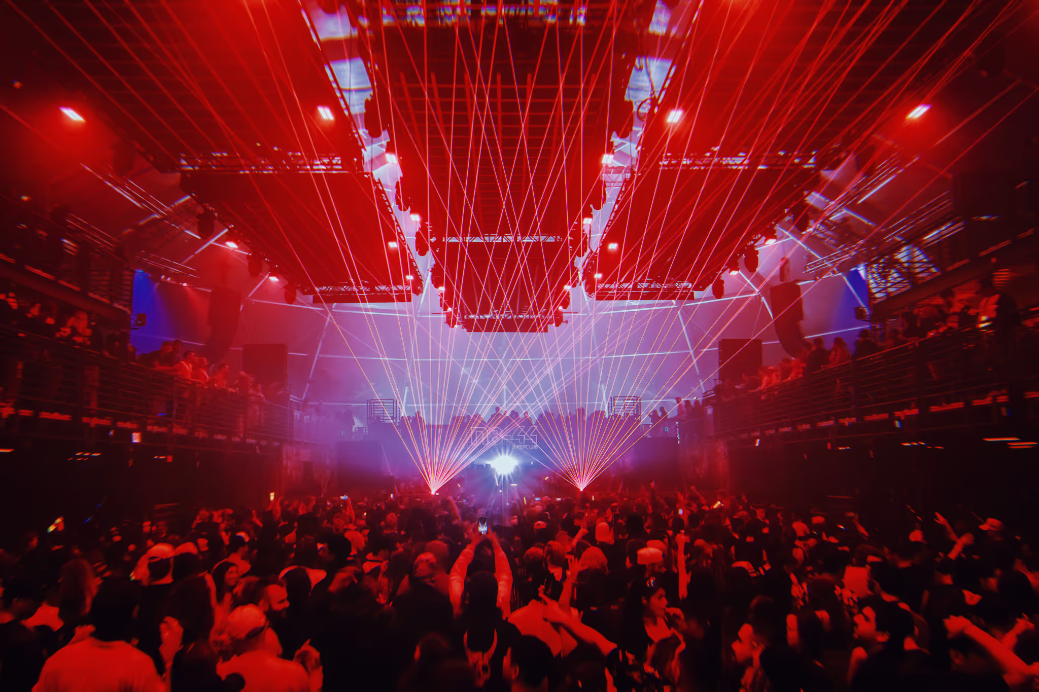 laser show at underground rave