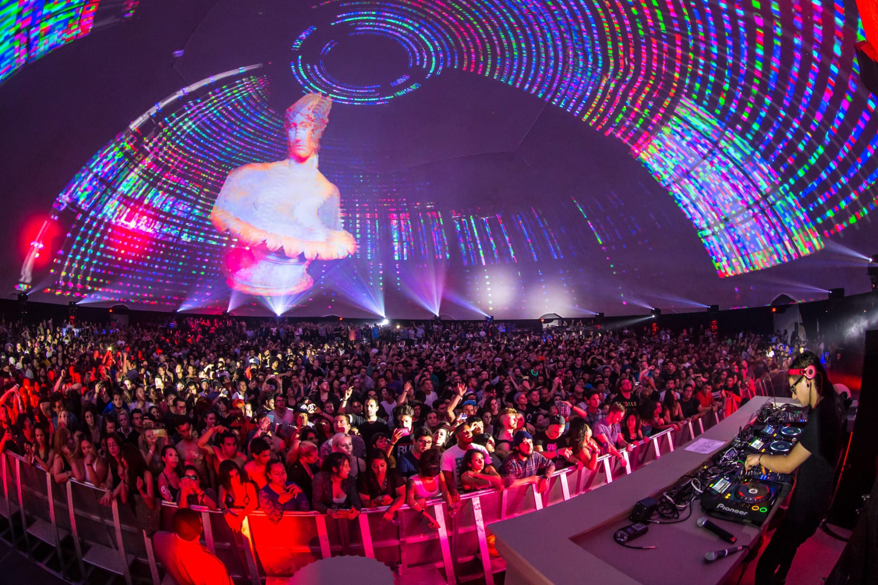 .party() LA stage dome graphics