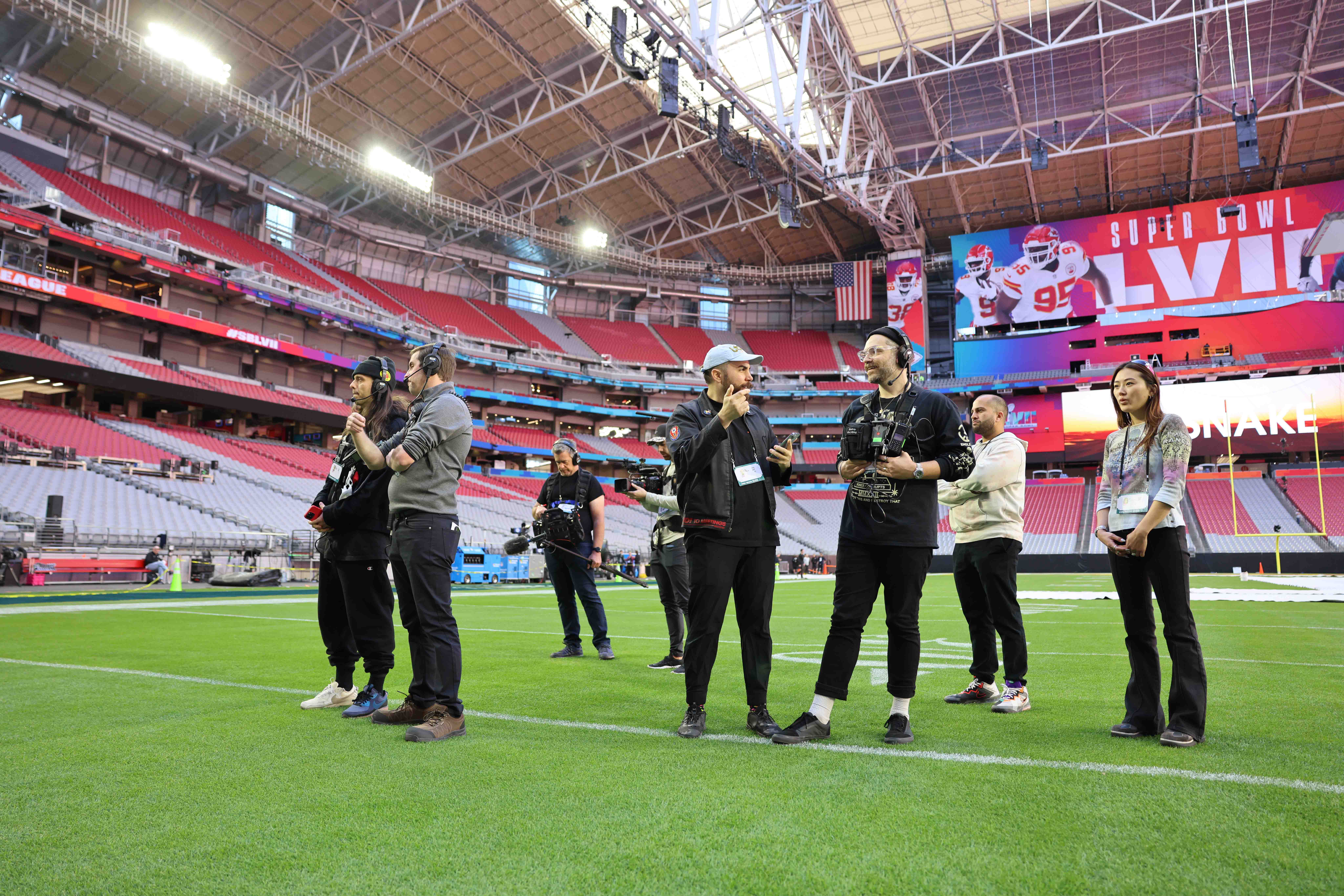 a group of people on a field