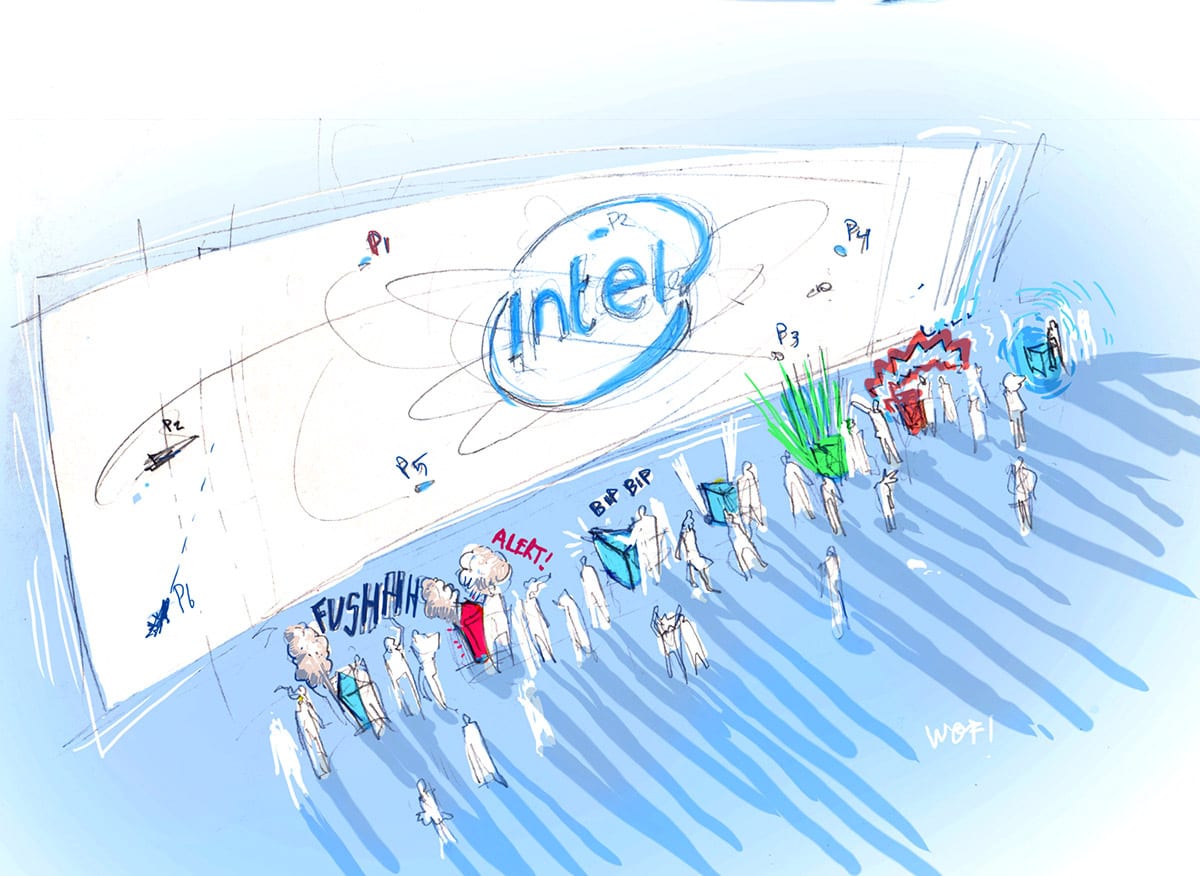 Intel Super Space Melee concept sketch