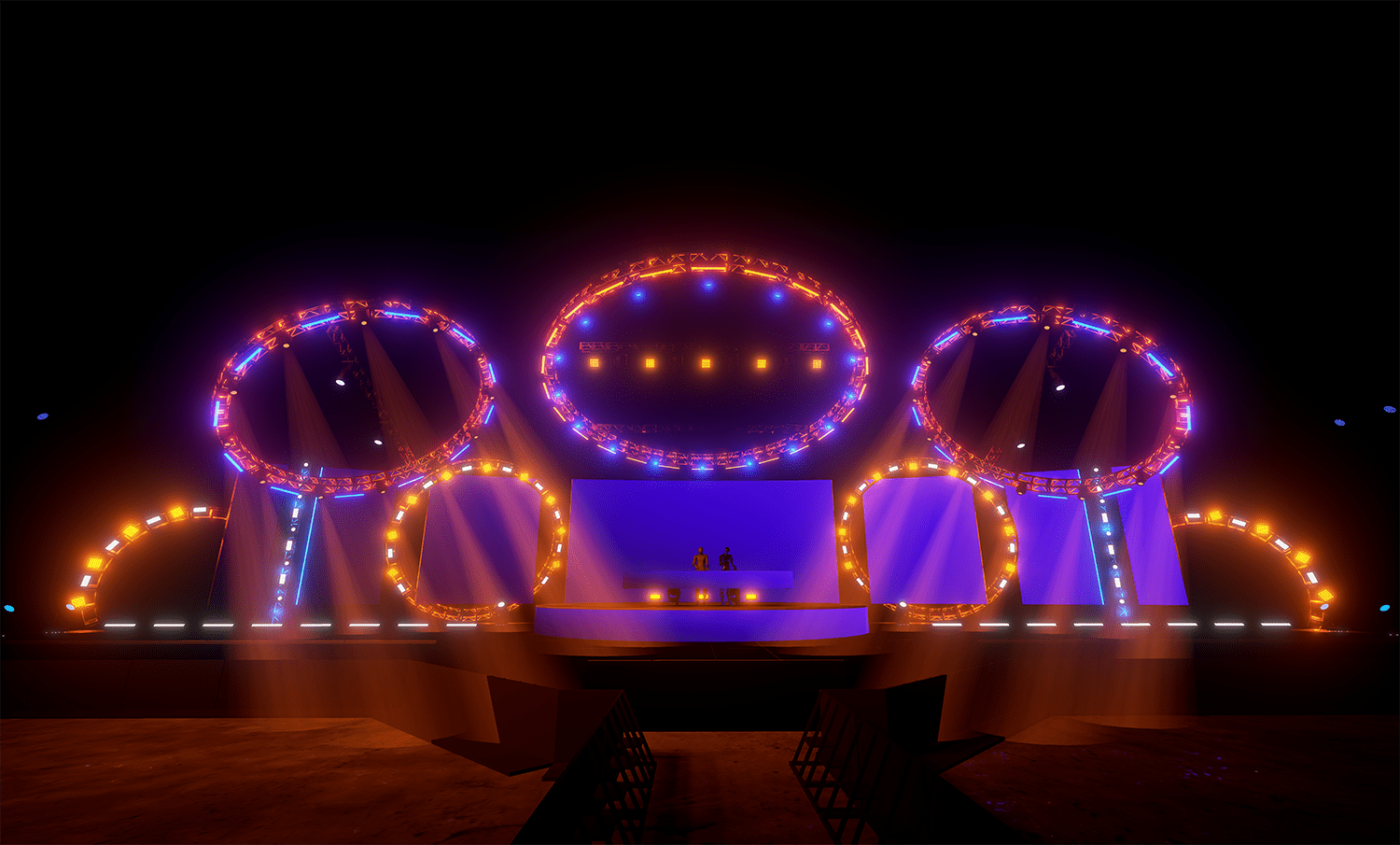The Chainsmokers NYE ring lights stage