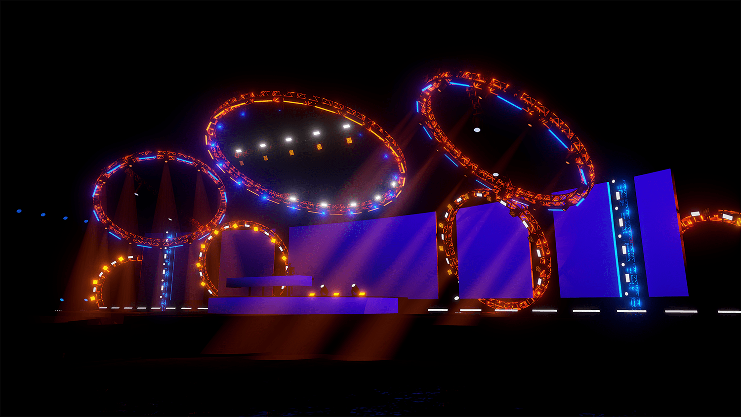 The Chainsmokers NYE ring lights stage