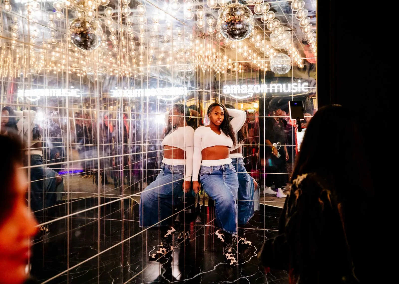 A woman taking a picture of herself in a mirror.