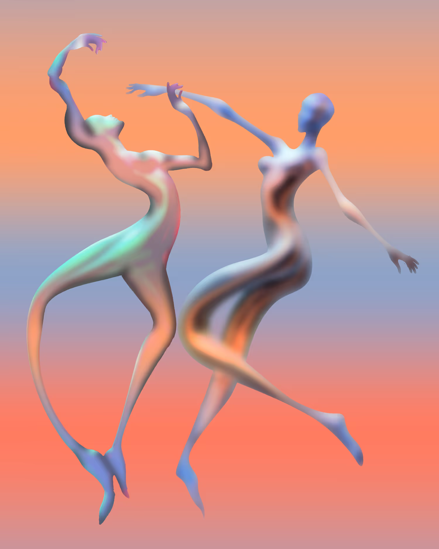 A couple of women that are standing in the air.