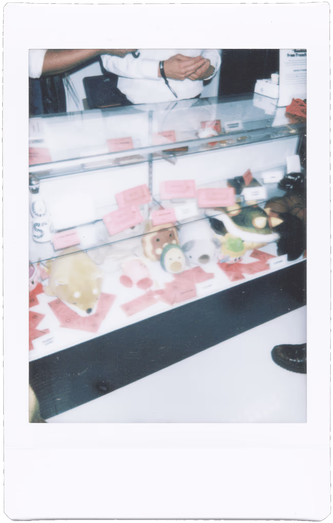A man standing in front of a display case.