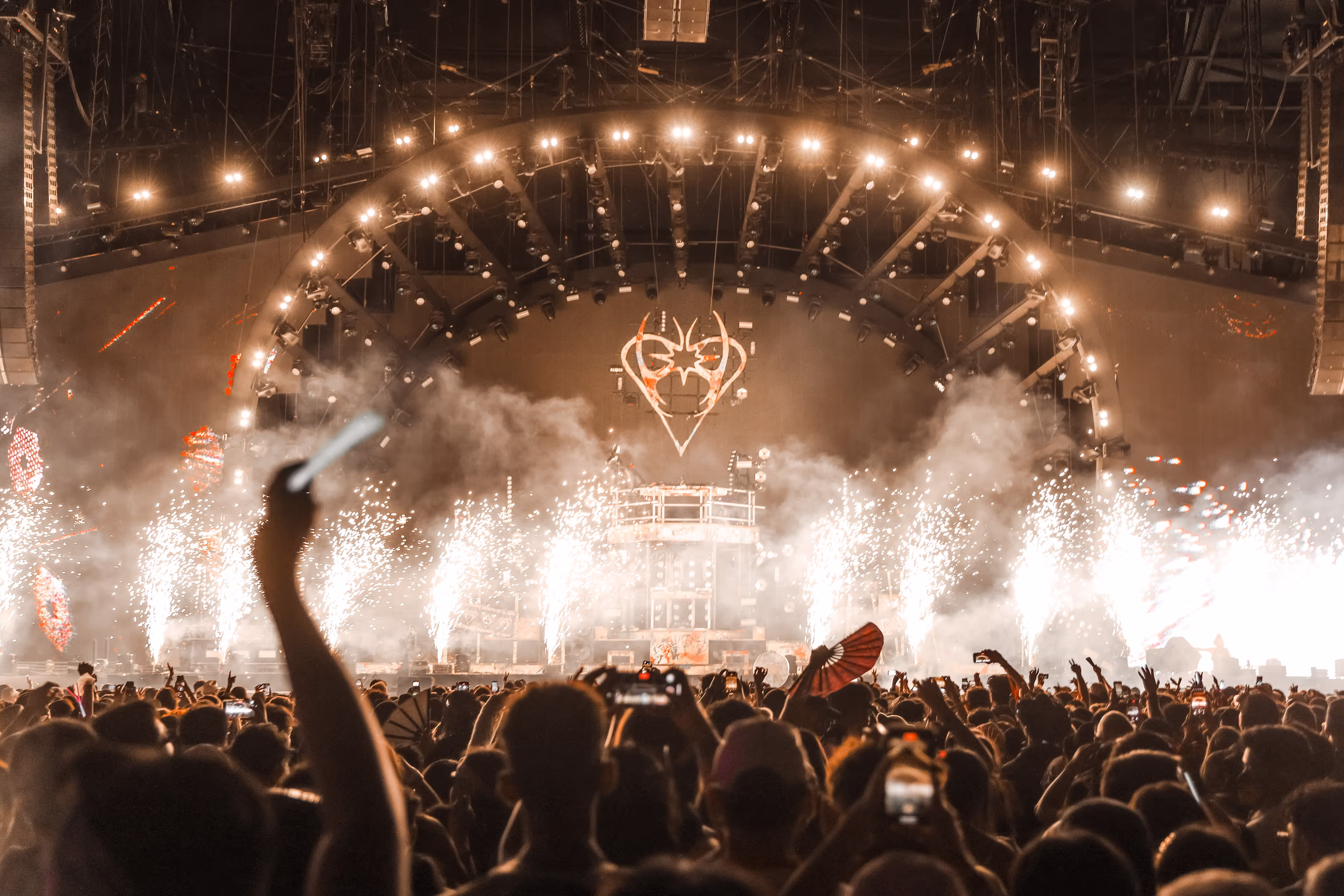 A large crowd of people at a concert.