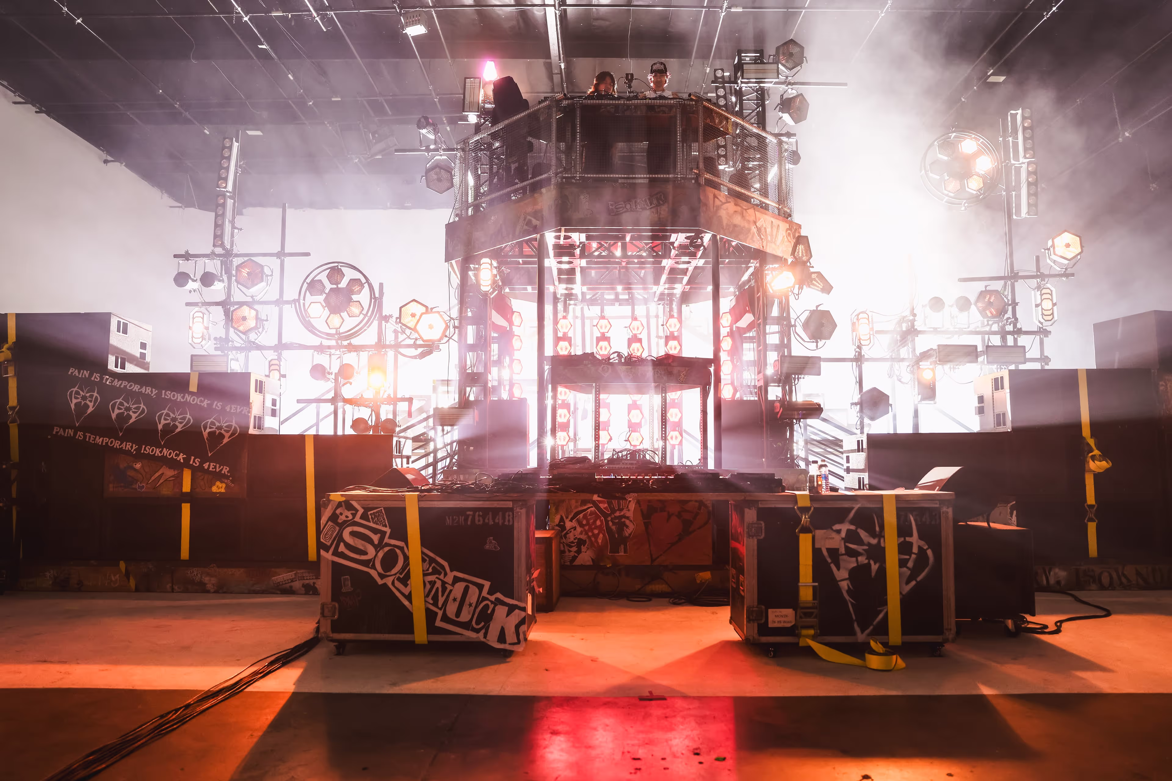 A stage with a lot of lights on it.