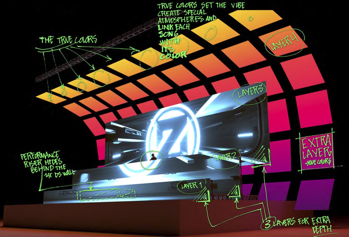 Zedd True Colors Tour concept sketch